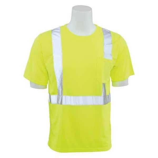 Hi-Vis Short-Sleeve Shirt, 2, Type R, 100% Polyester Jersey Knit with Moisture Wicking, Lime, 4Xl