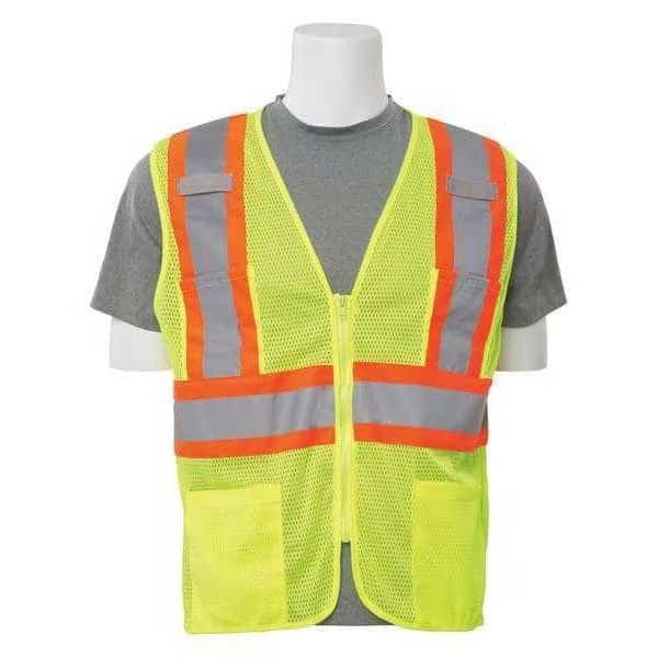 Vest,Hi-Viz,Lime,Contrasting Trim,S, Mfr#: 61814, ERB SAFETY