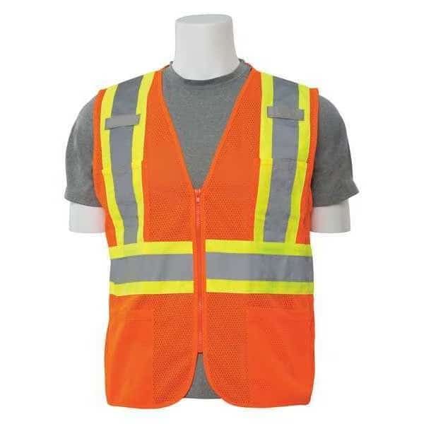 Vest, Hi-Viz, Orange, Contrasting Trim, L