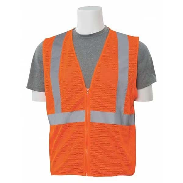 Safety Vest, Mesh, Hi-Viz, Orange, 4XL