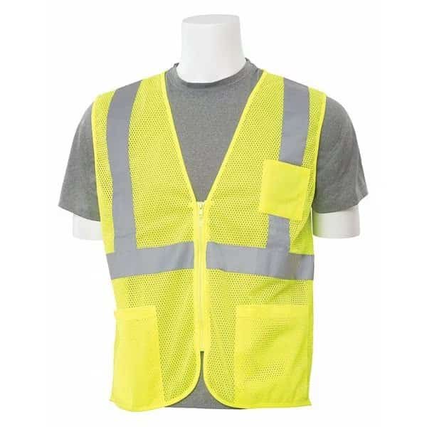 Safety Vest, Zippered, Hi-Viz, Lime, 3XL
