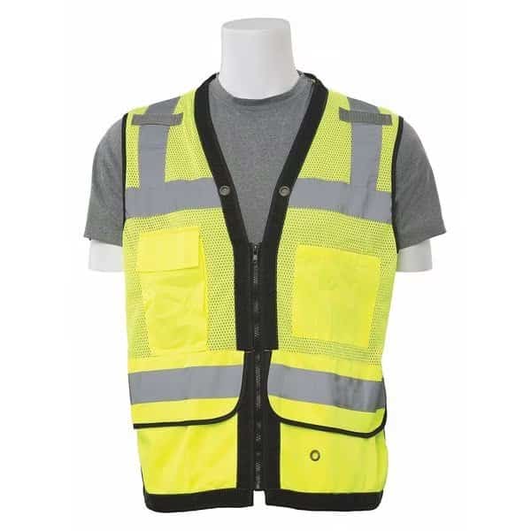 Safety Vest, Zipper, Hi-Viz, Lime, 2XL