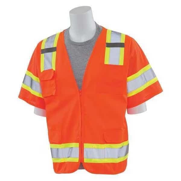 Safety Vest, Mesh, Solid, Hi-Viz, Orange, 3XL