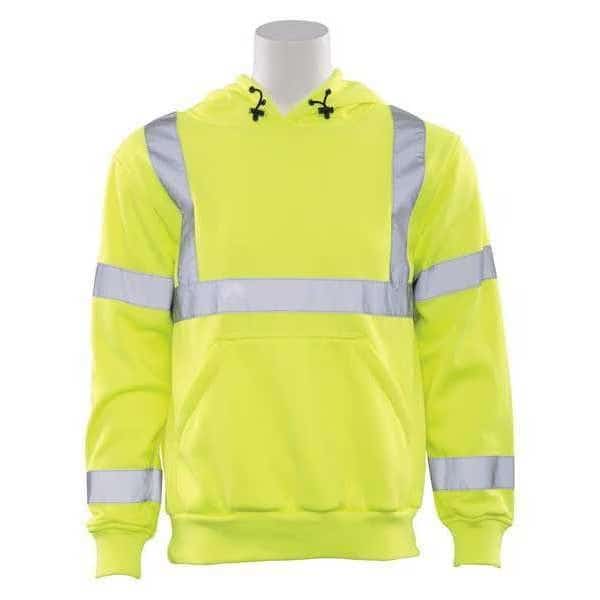 High Visibility Hooded Sweatshirt, Class 3, ANSI Type R, 100% Soft Polyester Fleece, Lime, 2XL