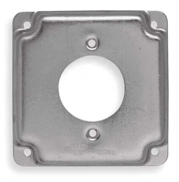 Electrical Box Cover, Square Box Type, 2 Gangs, Galvanized Zinc, Single Receptacle Cover