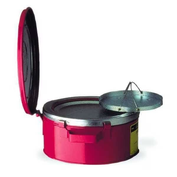 Bench Can, 1 Gal., Galvanized Steel, Red