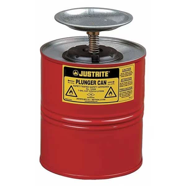 Plunger Can,1 Gal.,Galvanized Steel,Red, Mfr#: 10308, JUSTRITE