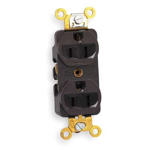 15A Duplex Receptacle 125VAC 5-15R BN, HUBBELL, Mfr# HBL5252