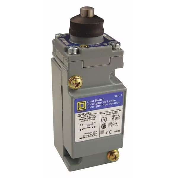 Heavy Duty Limit Switch, Plunger, 1NC/1NO, 10A @ 600V AC, SQUARE D, Mfr# 9007C54E