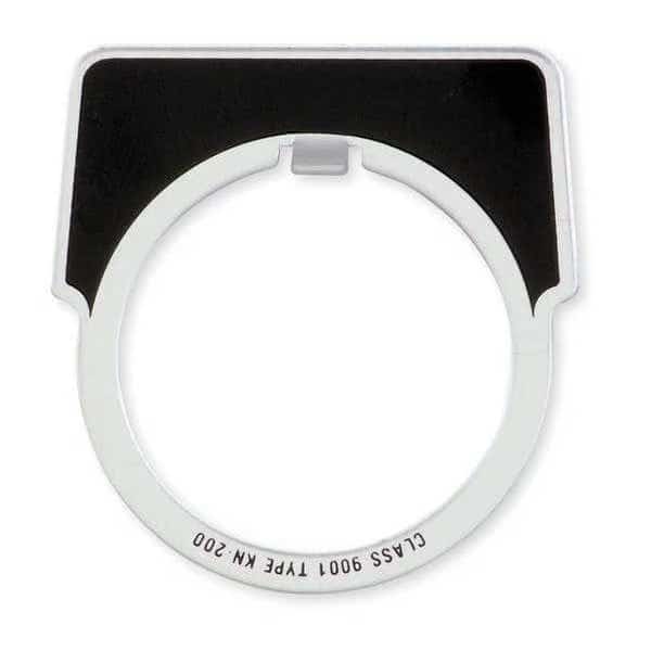 Legend Plate, Half Round, On, White/Black, SCHNEIDER ELECTRIC, Mfr# 9001KN203