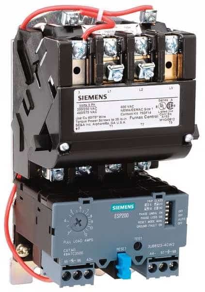 Nonreversing NEMA Magnetic Motor Starter, No Enclosure NEMA Rating, 240V AC, 3 Poles, 1NO, SIEMENS, Mfr# 14DUC32AG