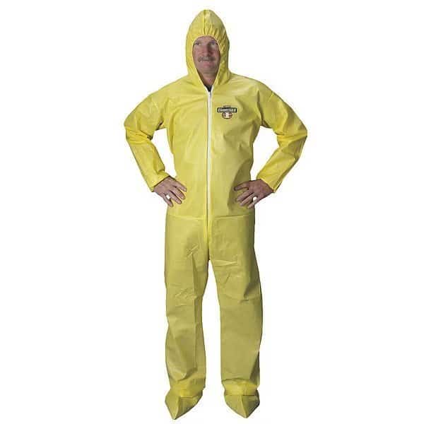 Disposable Coverall, Hooded, 4XL, Non-Woven Laminate Polyethylene/Polypropylene, Zipper