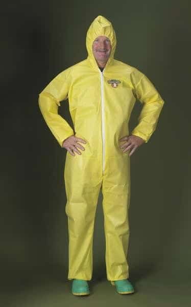Hooded Coverall,Elastic,Yellow,XL, Mfr#: PBLC5428-XL, LAKELAND