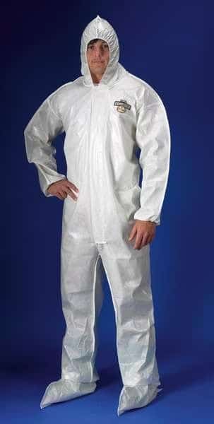 Disposable Coverall, Hooded, XL, ChemMax(R) 2, Zipper, Elastic Cuff, Attached Boots Ankle