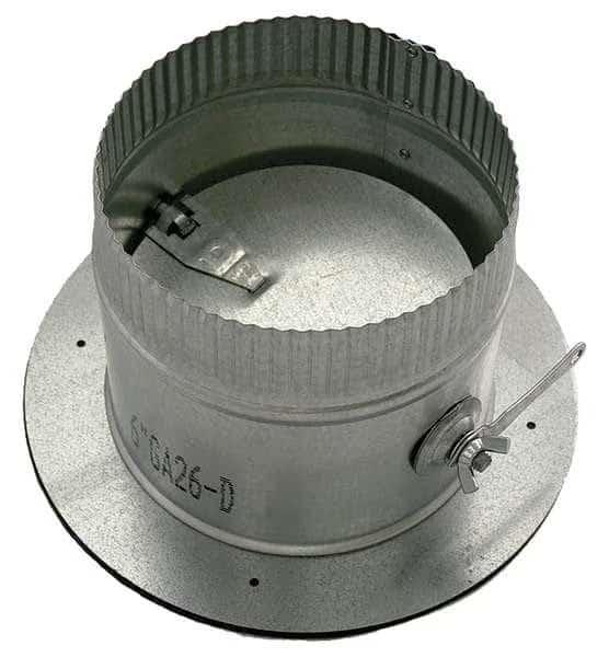 Collar W/Damper, 8 in Duct Dia, Galvanized Steel, 24 GA, 10 in W x