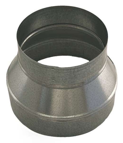 Round Duct Reducer, 8 in x 7 in Duct Dia, Galvanized Steel, 26 ga GA, 8 in W, 6" L, 6 1/4 in H