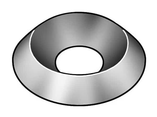 Countersunk Washer, Fits Bolt Size #6 , Steel Nickel Plated Finish, 100 PK