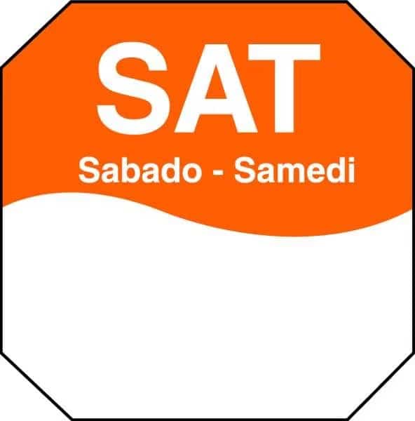 Day Label, Saturday, 3 In. W, PK1000