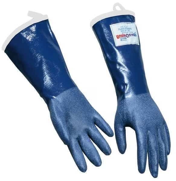 Tucker Steamglove Steam Resistant Gloves, Rubber, 225 Degrees F Max Temp., Gauntlet Cuff Blue, 1 PR