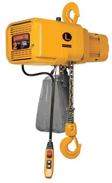 Electric Chain Hoist, 4,000 lb, 15 ft, Hook Mounted - No Trolley, 460V, Yellow