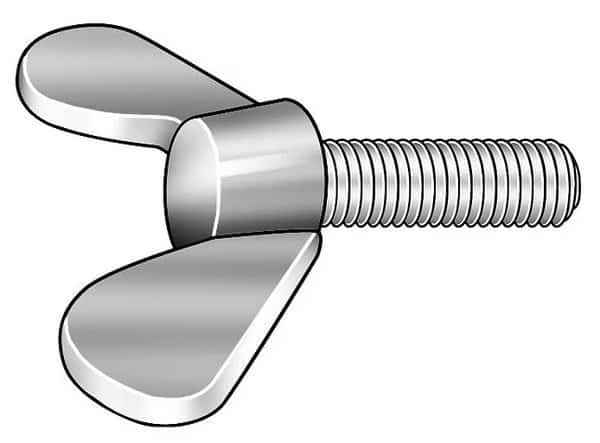 Thumb Screw, M6-1.00 Thread Size, Rounded Wing, Zinc Plated Iron, 17 mm Head Ht, 25 mm Lg