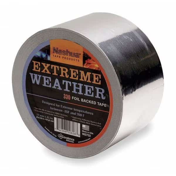 Extreme Weather Foil Tape, 1 7/8 in W x 50 1/4 yd L, 3.5 mil Thick, Silver, 330X, 1 Pk, Nashua, Mfr#: 330X