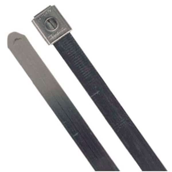 Cable Tie, 24 in L, 7-1/2 in Max Bundle Dia., Silver, 316 Stainless Steel, 250 lb Strength, 10 PK