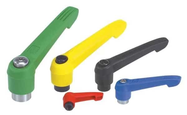 Adjustable Handle Size: 1, 8-32, Plastic, Blue RAL 5017, Comp: Steel