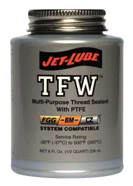 Pipe Thread Sealant 8 fl oz, Brush-Top Can, TFW, White, Paste