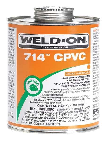 Pipe Cement,Orange,16 Oz.,CPVC, Mfr#: 13978, WELD-ON