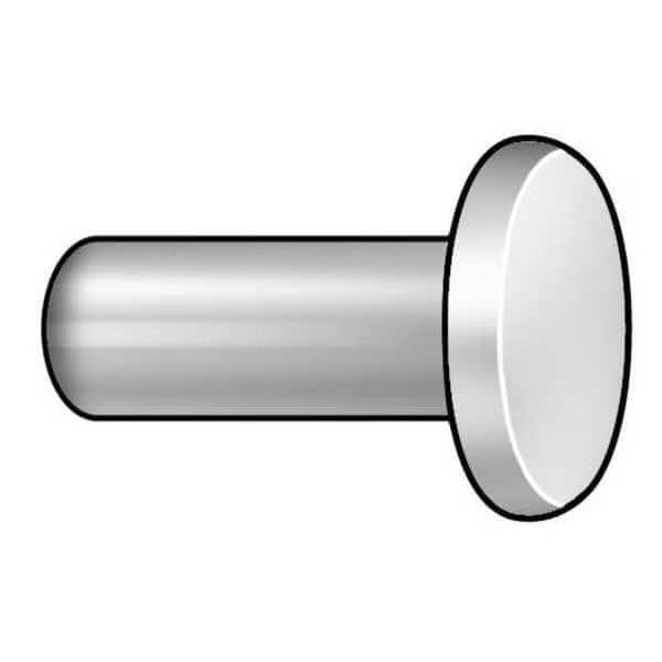 Solid Rivet, Flat Head, 0.125 in Dia., 0.5 in L, Stainless Steel Body, 100 PK