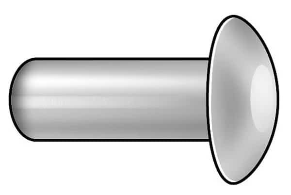 Solid Rivet, Universal Head, 0.1875 in Dia., 1 in L, Aluminum Body, 100 PK