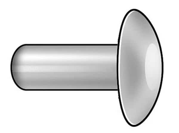 Solid Rivet, Brazier Head, 0.1875 in Dia., 0.375 in L, Aluminum Body, 100 PK