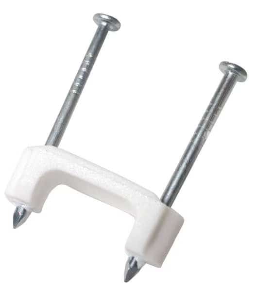 Cable Staples, Plastic, Steel, 100 PK