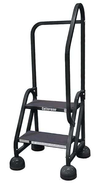 48 in H Steel Rolling Ladder, 2 Steps, 450 lb Load Capacity
