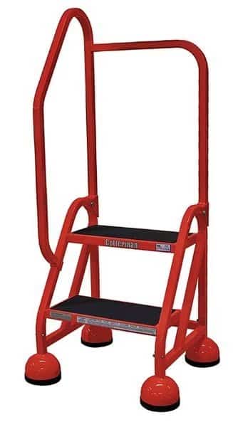 48 in H Steel Rolling Ladder, 2 Steps, 450 lb Load Capacity