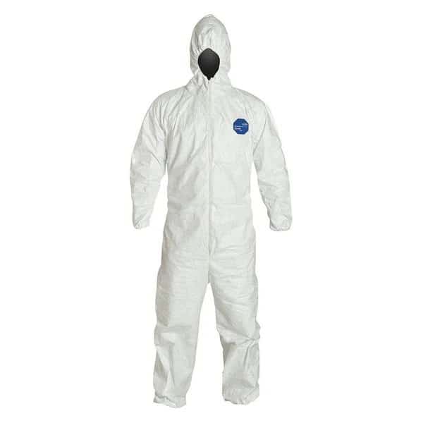 Disposable Coverall, Hooded, 4XL, Tyvek(R) 400, Zipper, Elastic Cuff, Elastic Ankle, Serged Seam