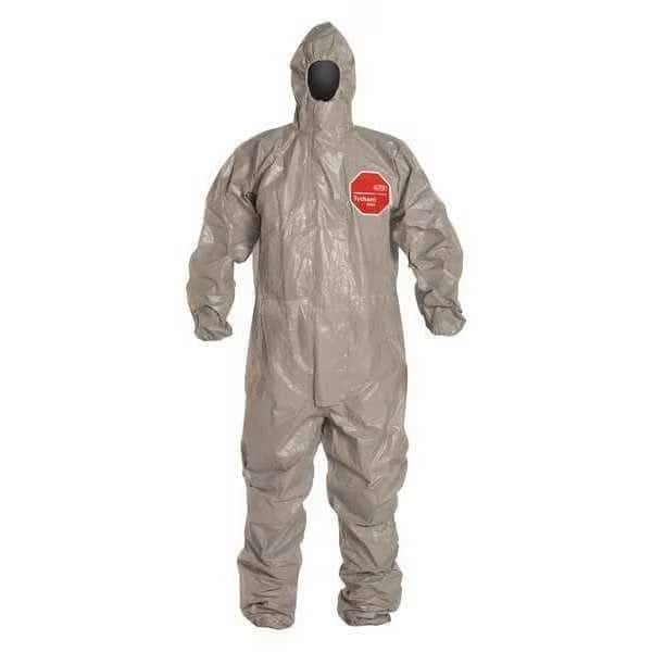 Chemical Resistant Coverall, Hooded, S, Tychem(R) 6000, Zipper, Elastic Cuff, Elastic Ankle, 6 PK