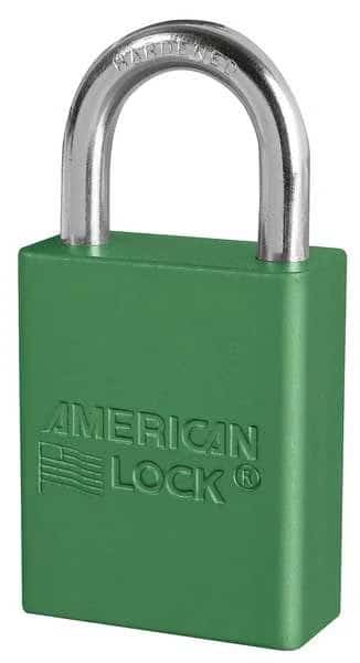 Lockout Padlock,KA,Green,1-7/8"H,PK12, Mfr#: A1105KAS12GRN, AMERICAN LOCK