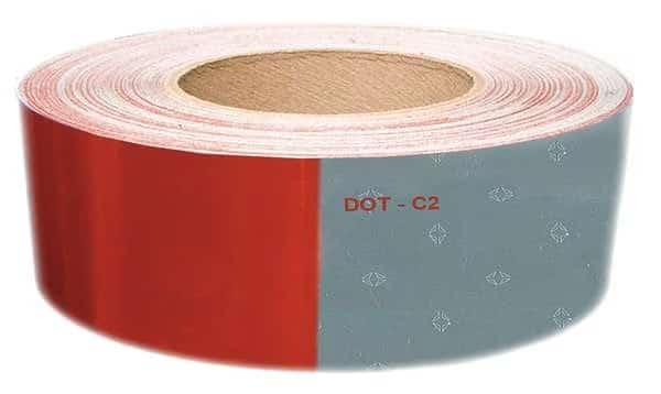 Reflective Tape, W 2 In, White/Red