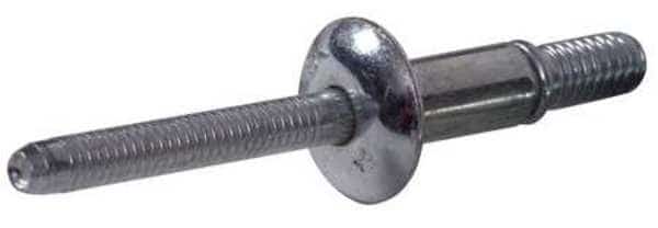 Blind Rivet, Dome Head, 1/4 in Dia., 13/16 in L, Steel Body, 25 PK, HUCKLOK, Mfr# HKLP-R8-10-PKT
