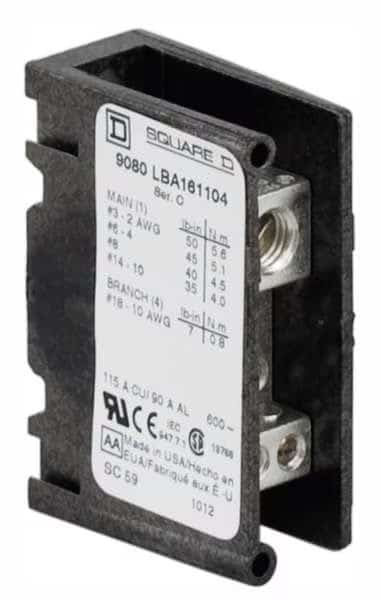 Min Pwr Dist Block, 115A, 1P, 14-2 AWG, 600V, SQUARE D, Mfr# 9080LBA161104