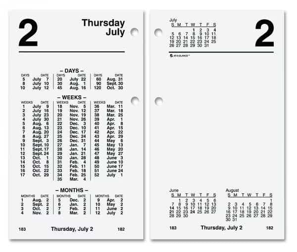 Financial Desk Calendar Refill, 3.5 x 6, White Sheets, 12-Month (Jan to Dec): 2025