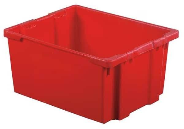 Hang & Stack Storage Bin, Plastic, Red, 15 1/8 in H, 24 in W, 30 1/8 in L