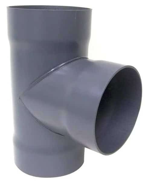 Tee, 8 in Duct Dia, Type I PVC, 18-5/8" L, Plastic Supply, Mfr#: PVCT08