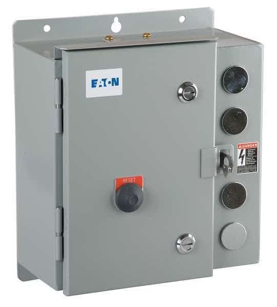 Nonreversing NEMA Magnetic Motor Starter, 3R NEMA Rating, 24V AC, 3 Poles, 1NC/1NO, EATON, Mfr# ECN0502TAA-R63/B