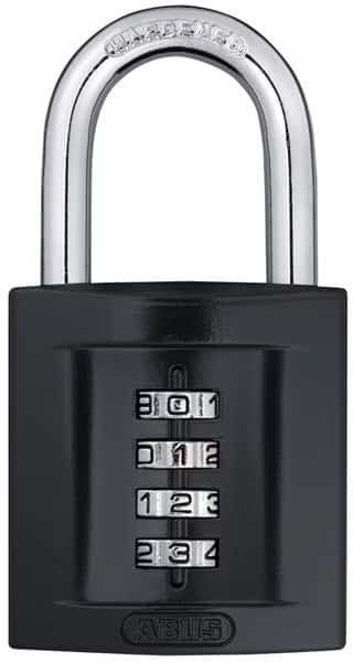 Combination Padlock, Front, Black/Silver