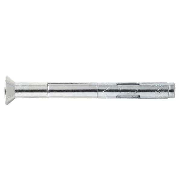 Dynabolt Sleeve Anchor, 3/8" Dia., Flat, 4" L, Plain, 50 PK