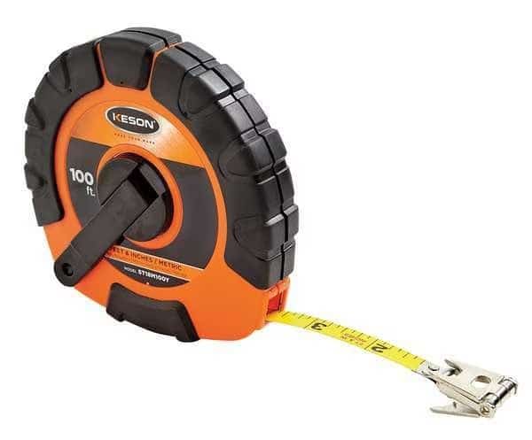 Tape Measure,3/8 In x 100 ft/30m,Orange, Mfr#: ST18M100Y, KESON