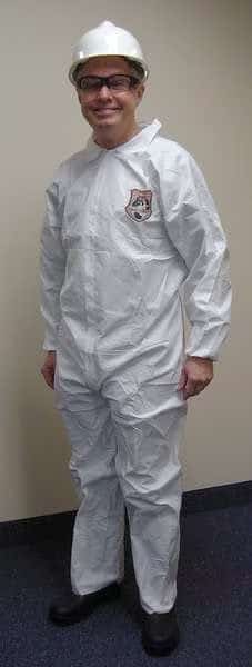Disposable Coverall, Collared, XL, Microporous Laminate, Zipper, Elastic Cuff, Open Ankle, 25 PK